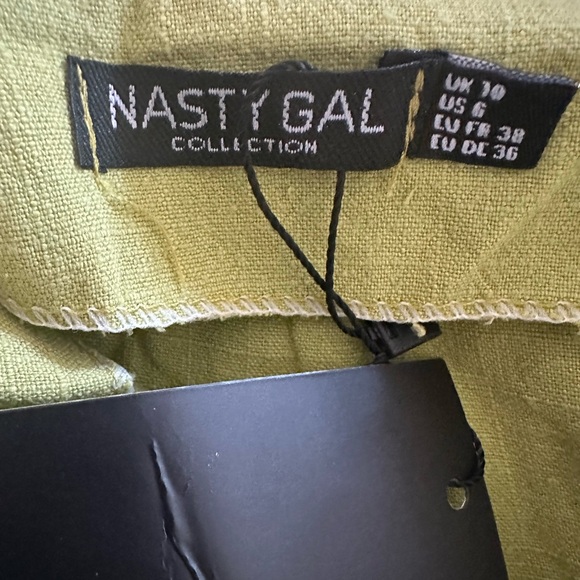 Nasty Gal Lime Green Linen Split Hem Pelmet Skirt - Picture 6 of 11